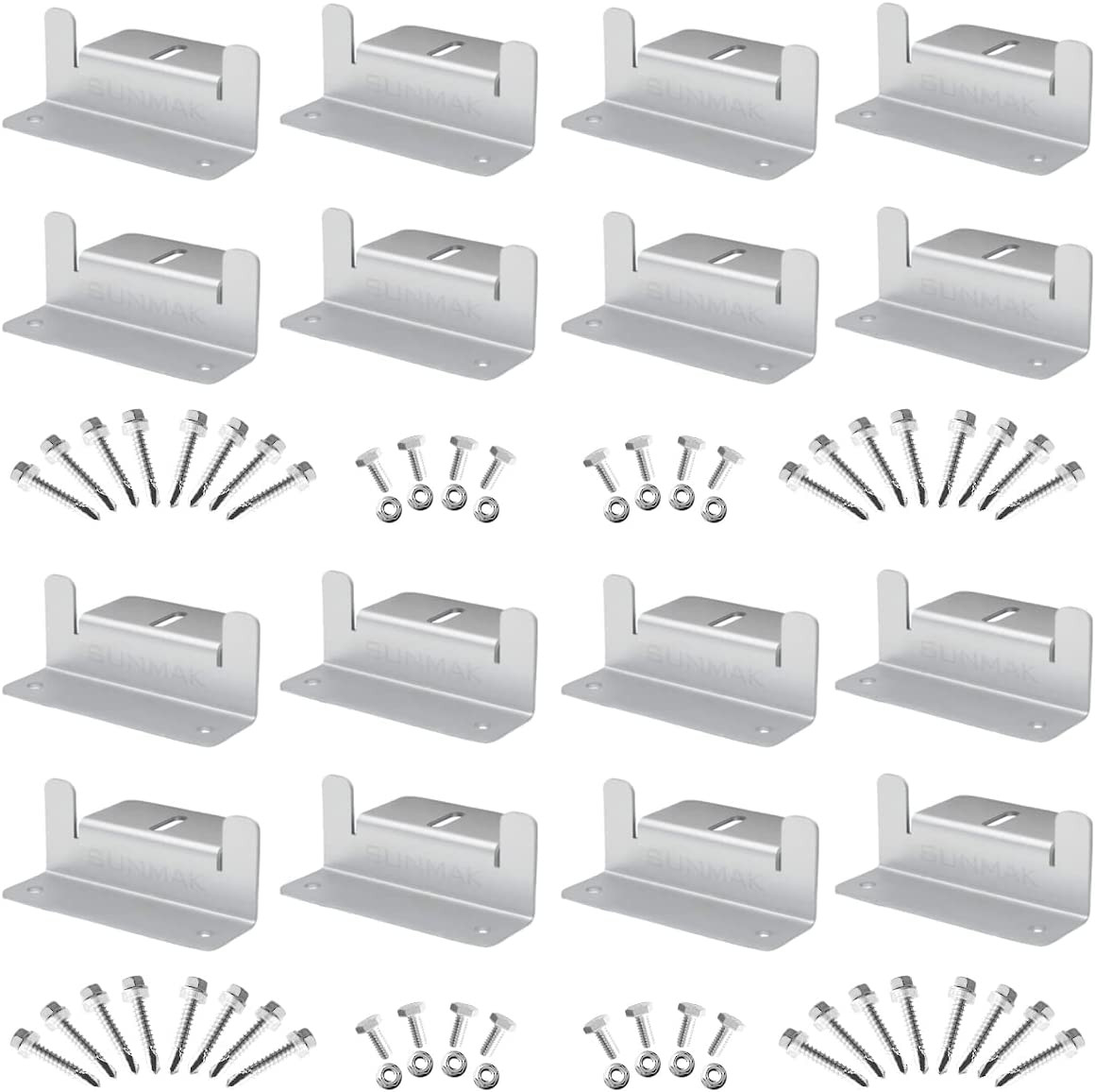 SUNMAK 16 Units per Set Solar Panel Mounting Z Brackets, Solar Panel Mounting Br