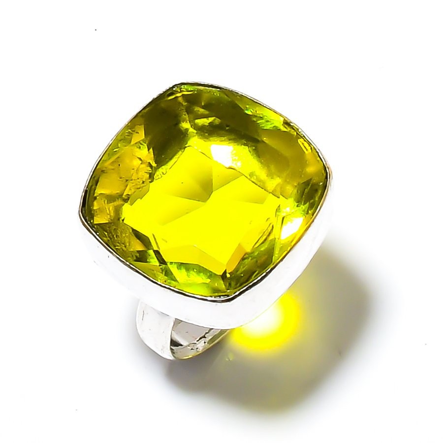 Natural Lemon Topaz Gemstone Handmade 925 Sterling Silver Gift Ring Size 7 T319