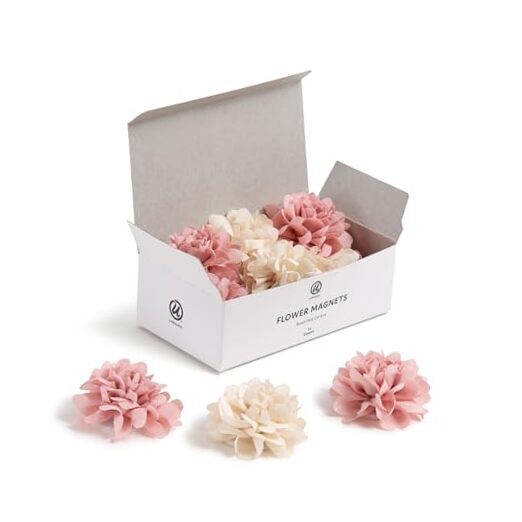 U Brands Mini Flower Fashion Small Magnet Set, Pink and Blush and Cream Flowers