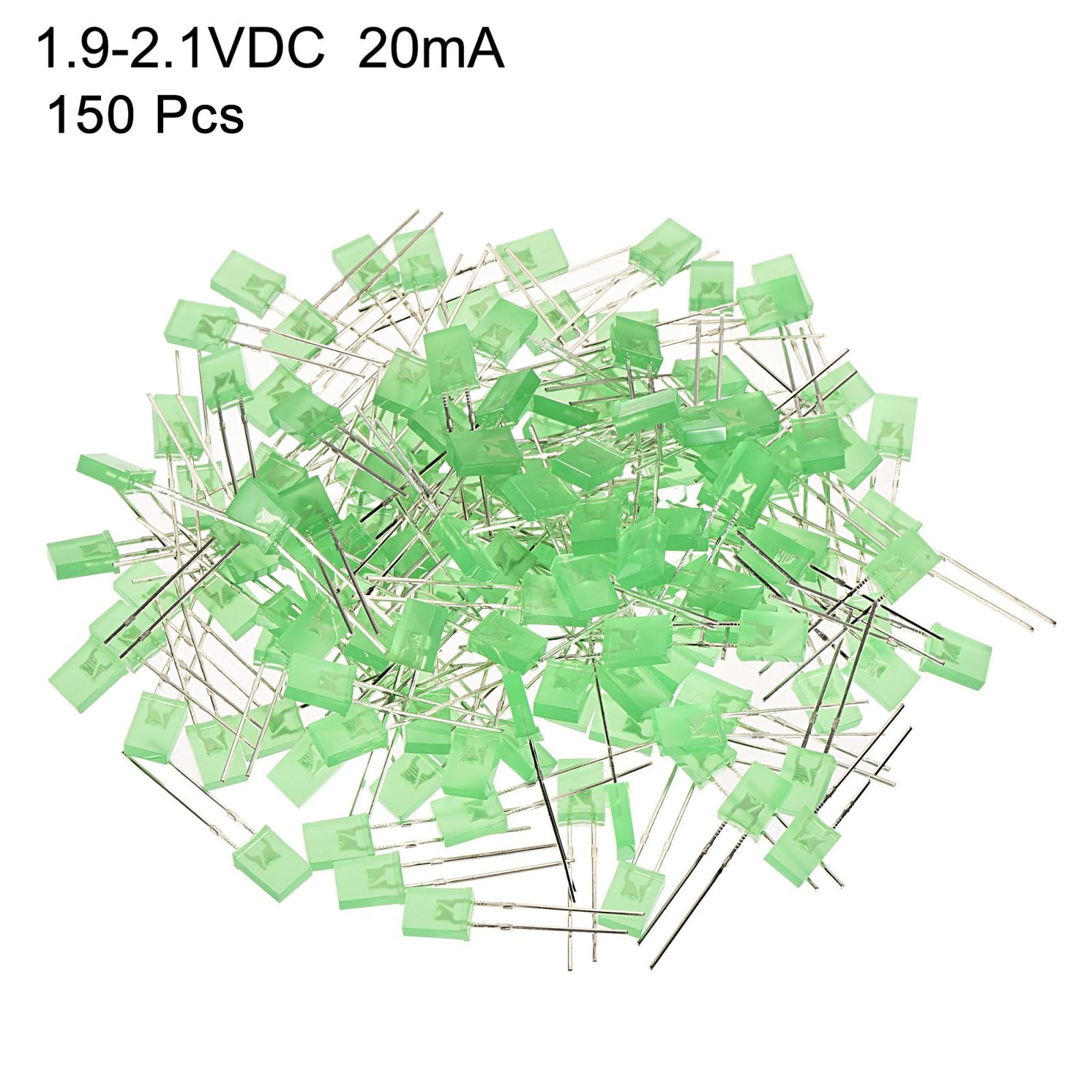 150Pcs 2x5x7mm Light Diode Rectangular Bright LED Lamp Bulb Yellow Green