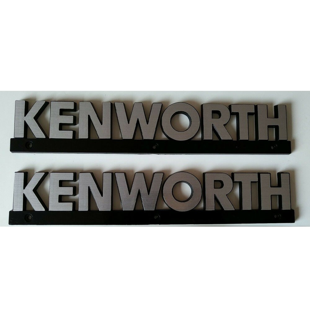 2pc 14" New Genuine CHROME KENWORTH TRUCK  WORDMARK EMBLEM NAME PLATE METAL LOGO