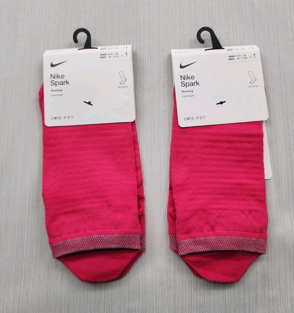 New 2 Pairs Nike Spark Lightweight No Show Running Socks Mens 10-11.5 Hot Pink