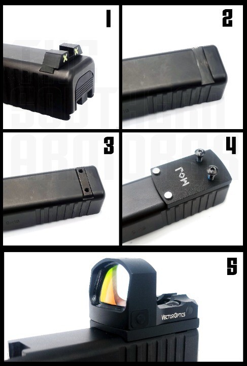 REAR SIGHT OPTIC MOUNTING ADAPTER PLATE INSTALL RMR OPTIC TO GLOCK AND DAGGER