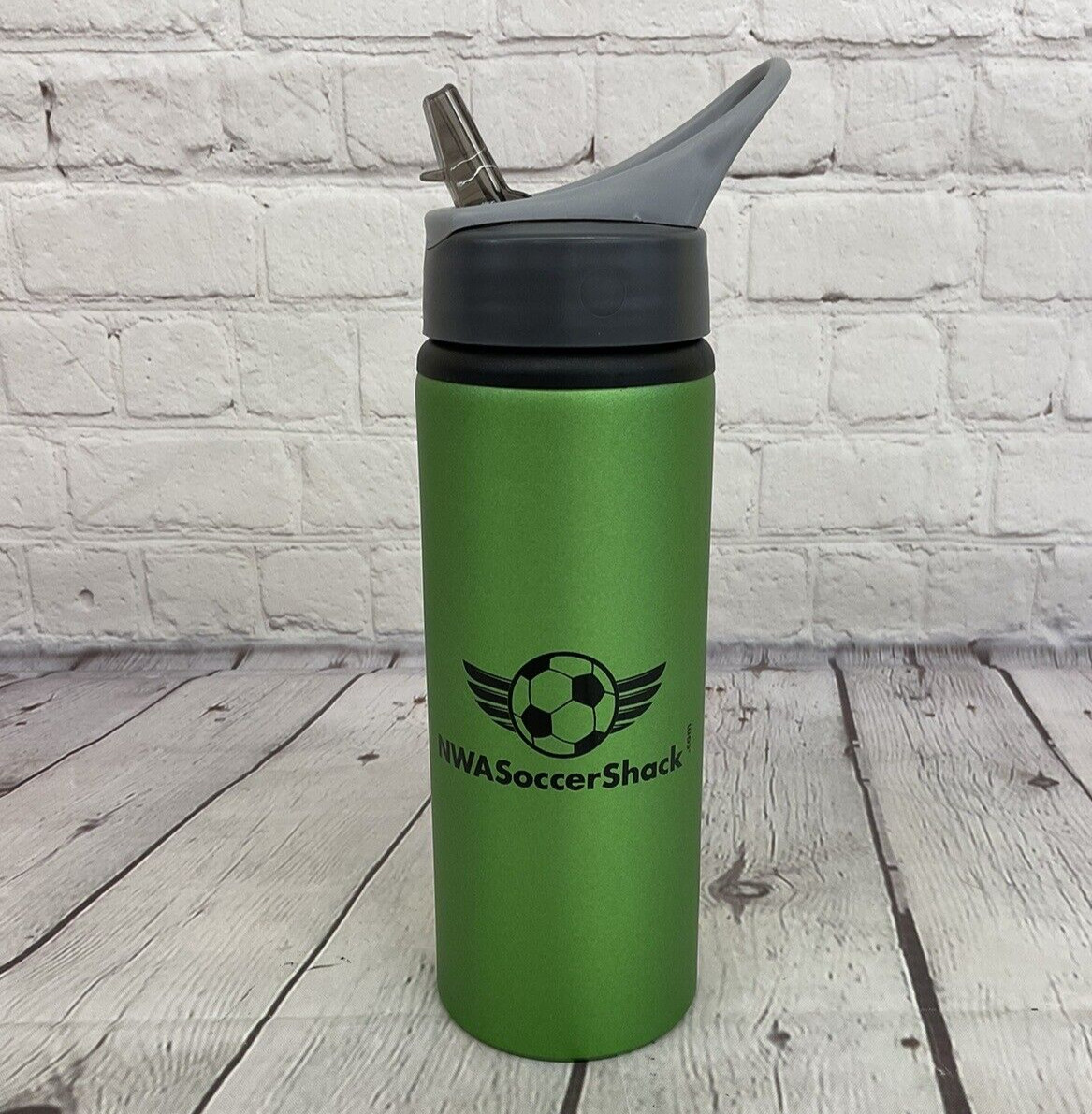NWA Soccer Shack 25 Oz Green Black BPA Free Aluminum Water Bottle New