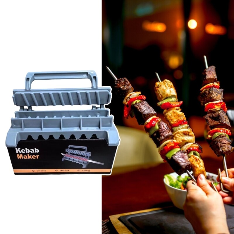 Manual Kebab Making Tool BBQ Skewer Machine Folding Barbecue Skewer Maker