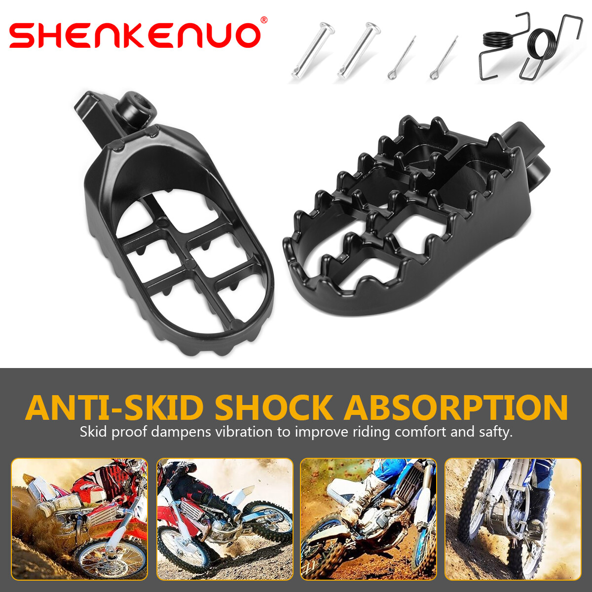 Foot Pegs For Honda XR100R XR100 XR80R XR80 XR75R XR75 XR50R Dirt Bike (Black)