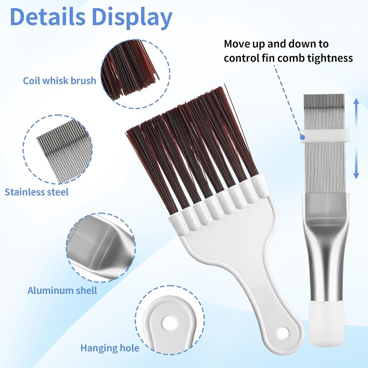 AC Condenser Fin Comb & Coil Cleaning Brush Set for HVAC & Refrigerator