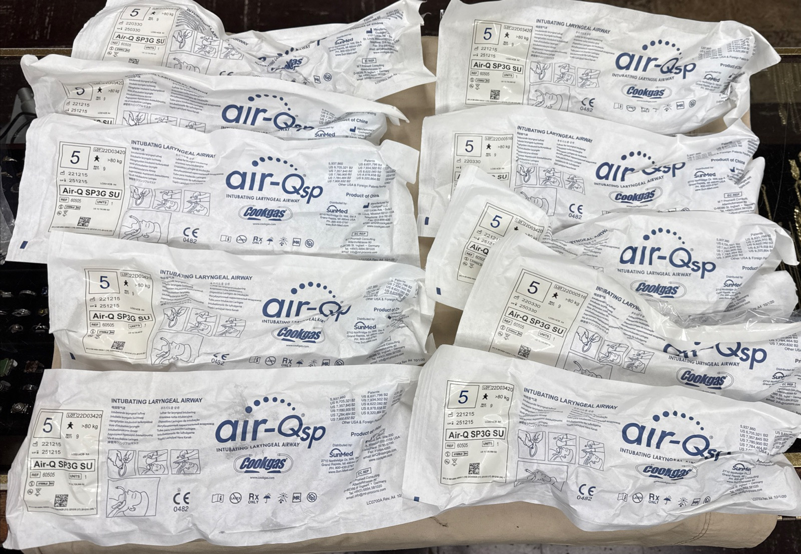 Set OF 10 SUN MED AIR-Q SP3G SU INTUBATING LARYNGEAL AIRWAY REF. 60505