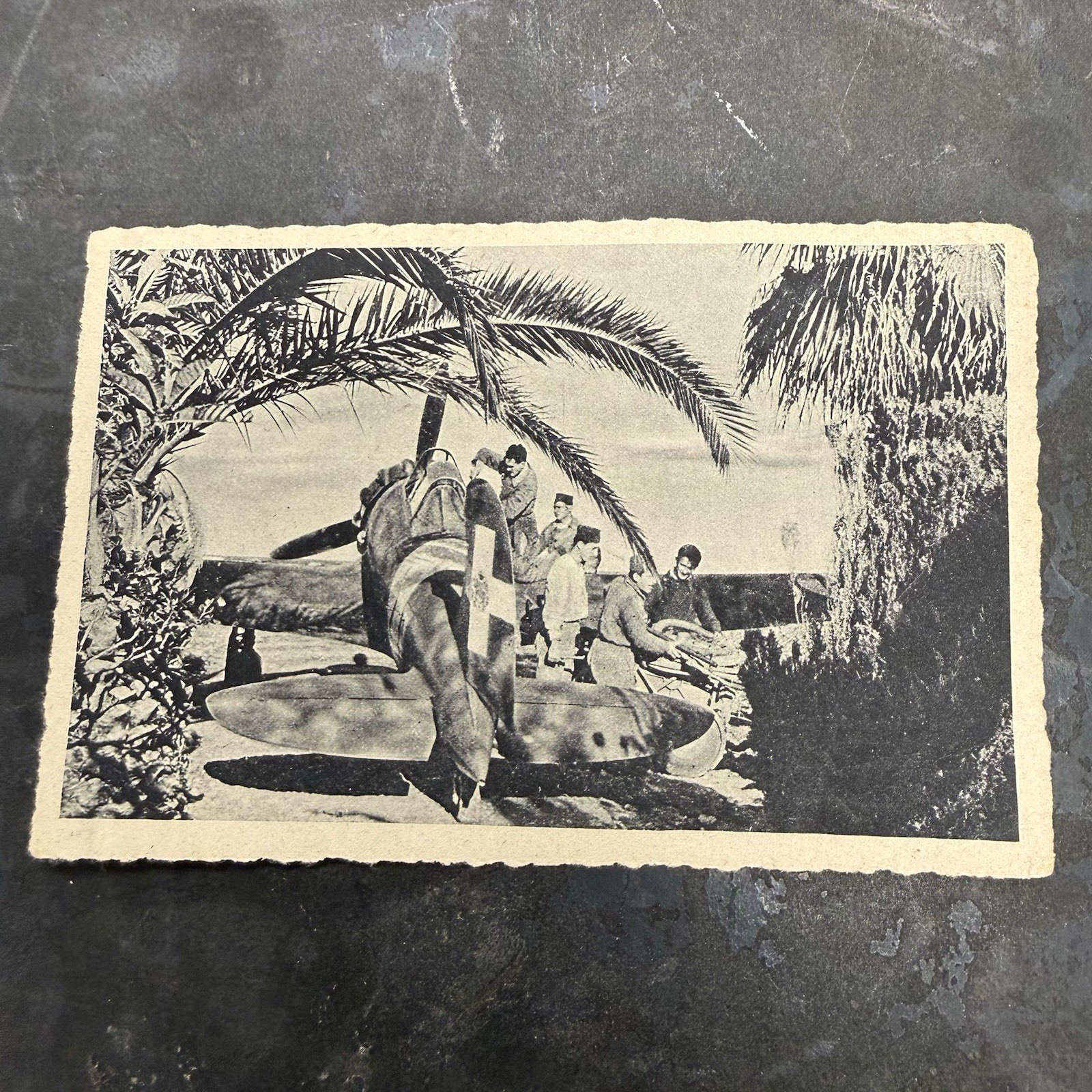Original WWII Italian Postcard Air Force Fighter Plane Refueling