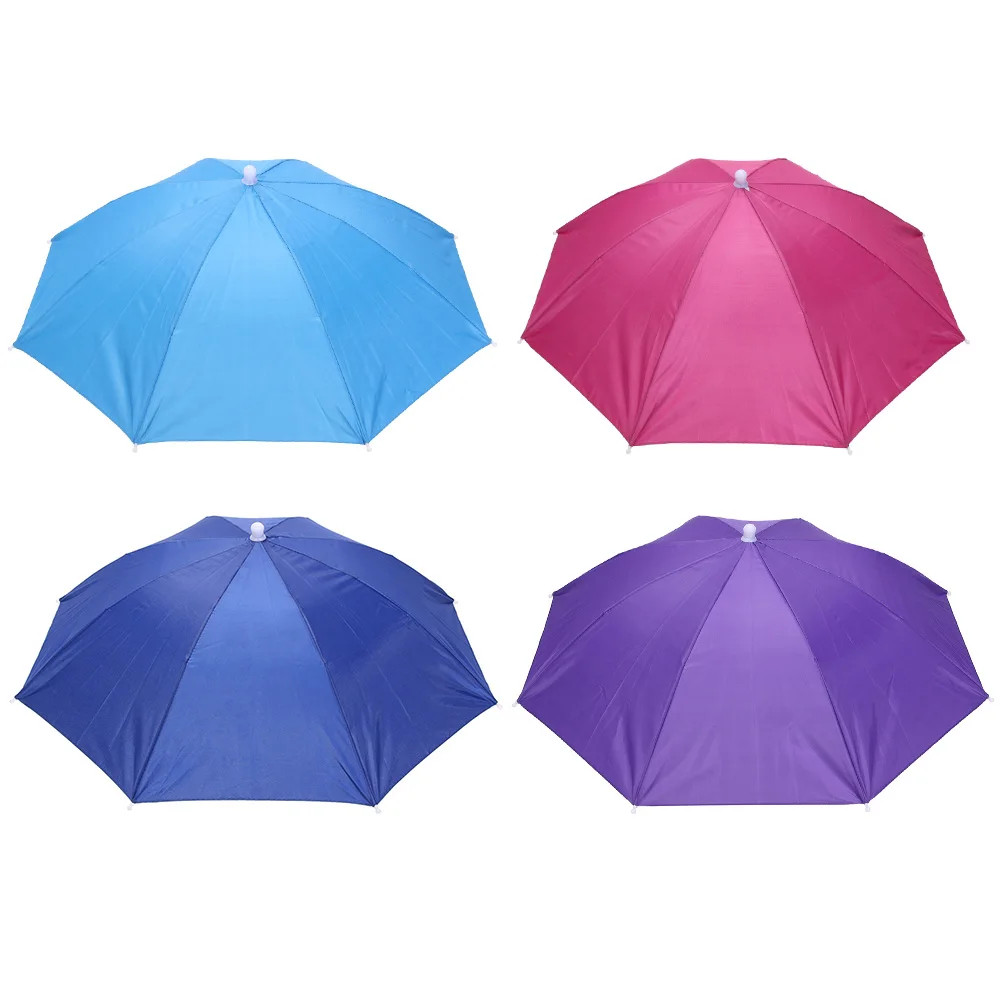 Head Umbrella Hat with Elastic Band Anti-Rain Headworn Umbrella Waterproof Sunsc