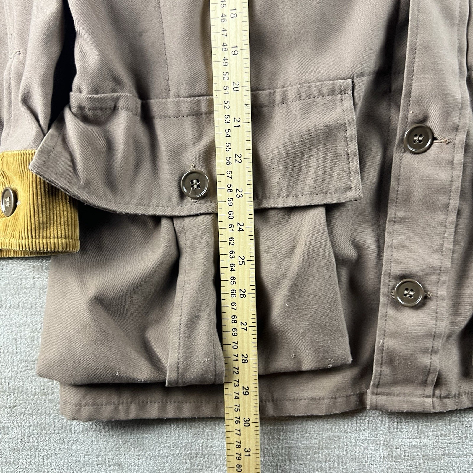 Vintage 10X Hunting Shooting Jacket Men Size L Brown Canvas Leather Pads USA 60s