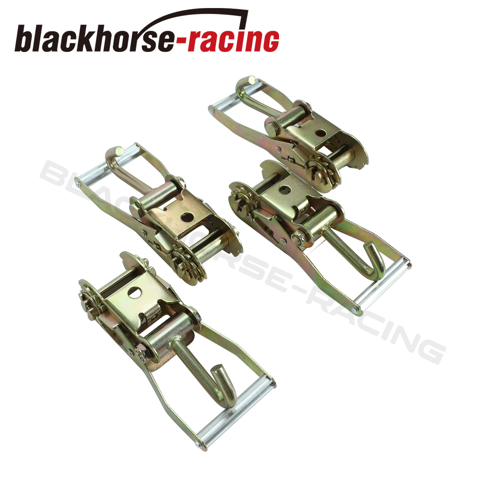 2" Inch Ratchet w/ Steel J-Hook Tie Down Heavy Duty For RV Trailer Truck 4 Pack