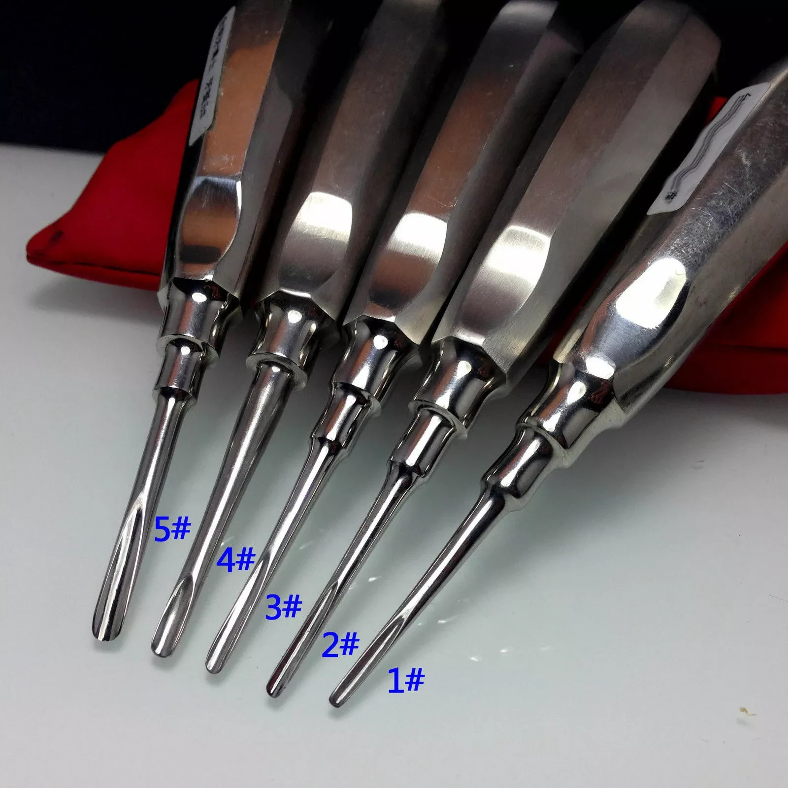 5 Pcs Dental Orthodontic Root Elevator Straight Extracting Luxating Apical Loose