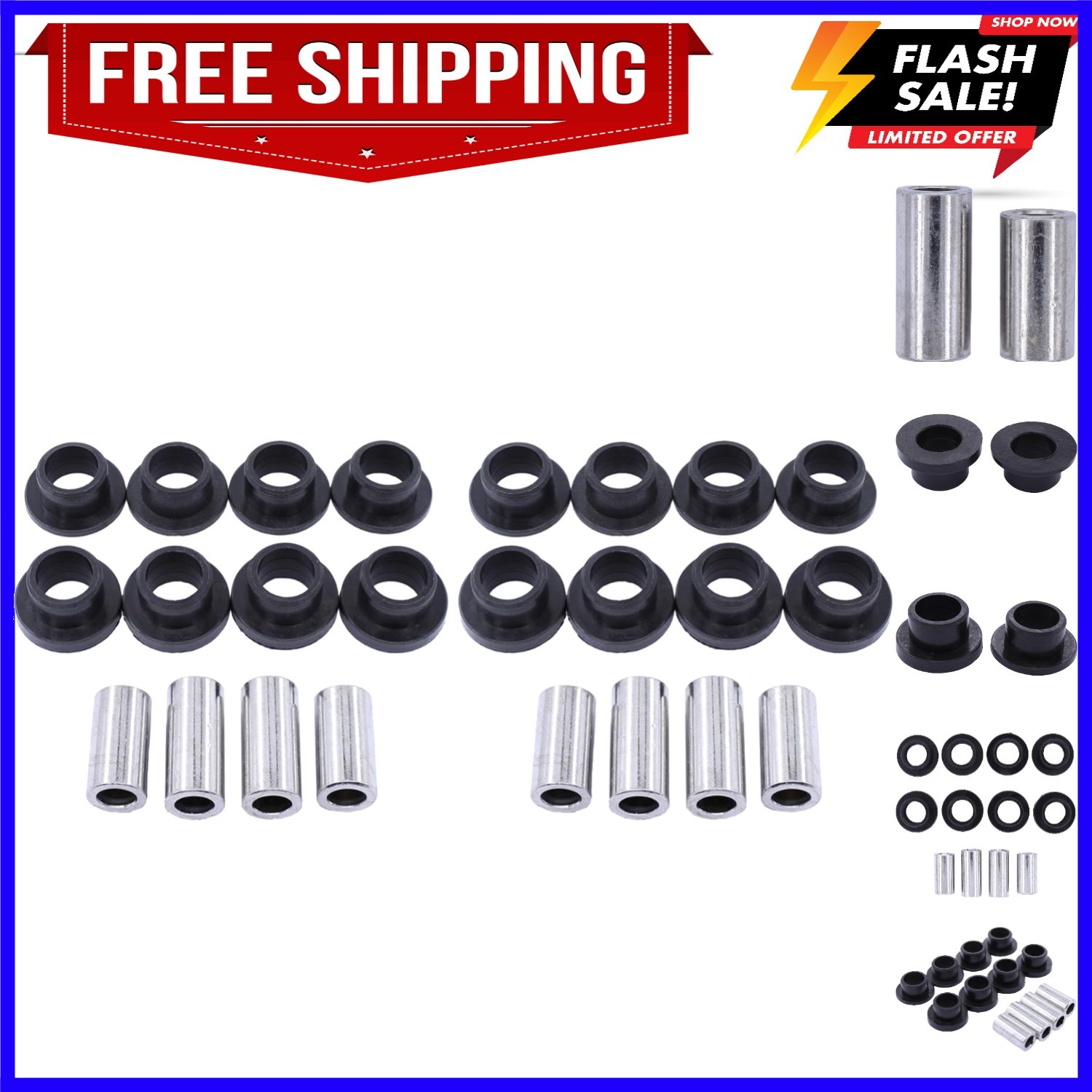 Front and Rear Upper and Lower Shock Absorber Bushings Sleeve kit for Polaris...