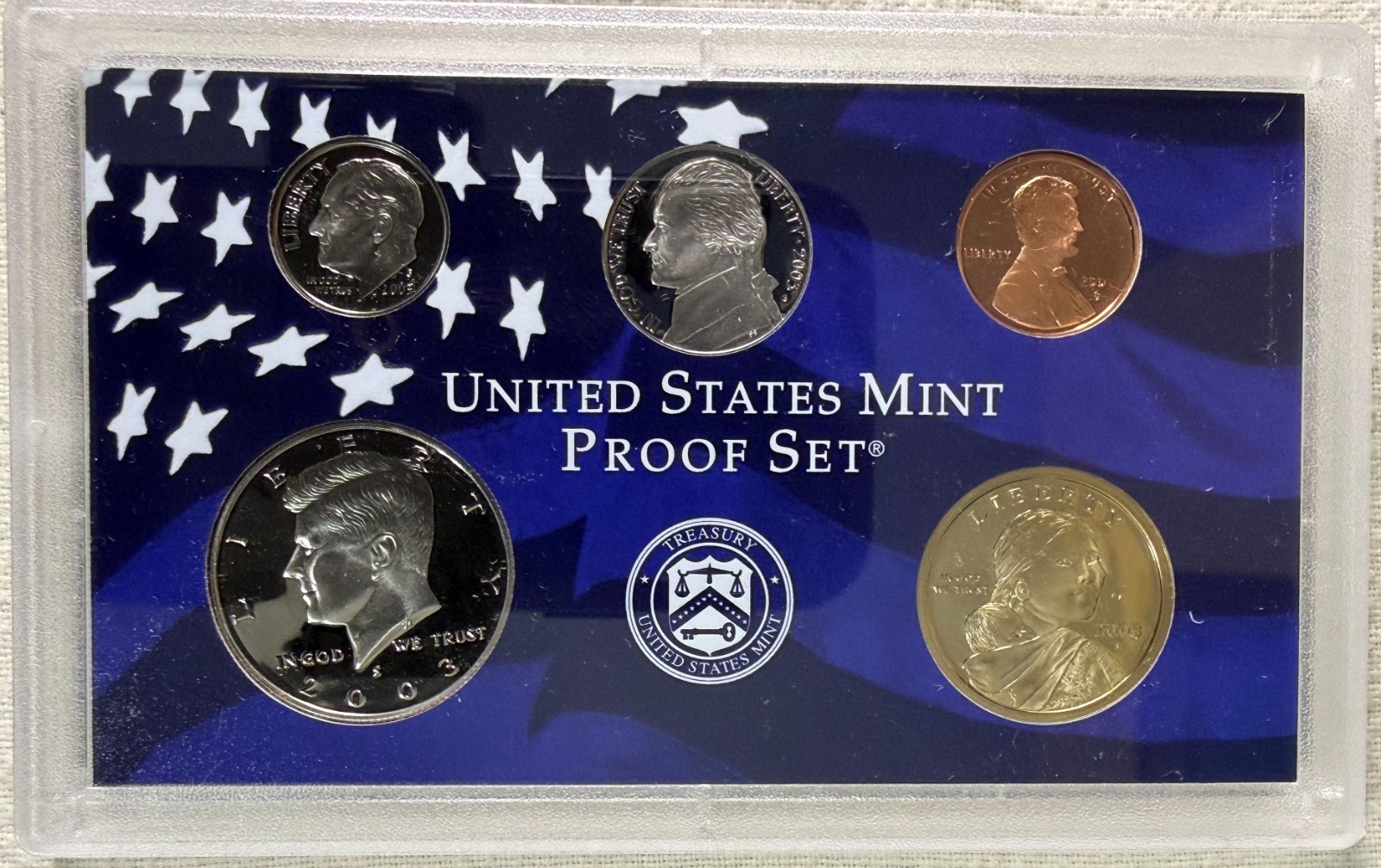 2003 US Mint Proof Set Complete OGP COA State Quarters Sacagawea Dollar