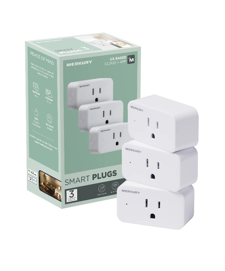Merkury Smart Wi-Fi Plug, Compatible W Alexa & Google Assistant, 3 Pack, 15 Amp