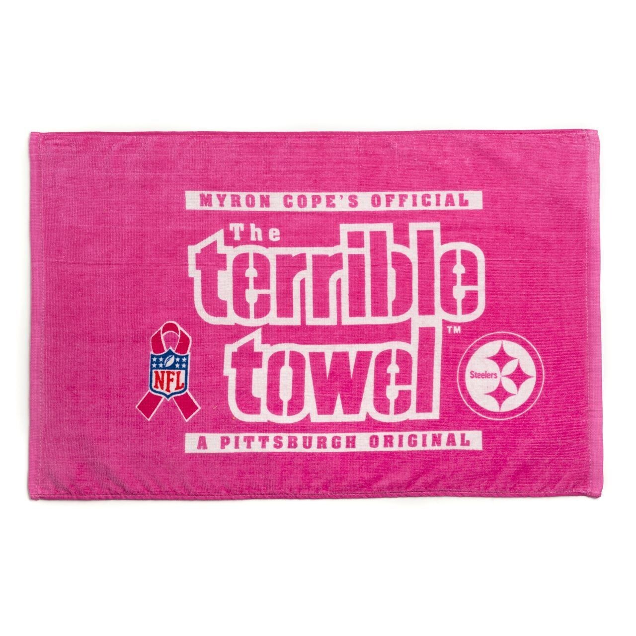 Rare OOP Pittsburgh Steelers PINK LOGO Terrible Towel Myron Cope's Breast Cancer