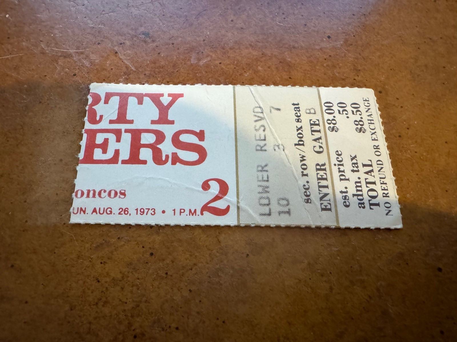 1973 Denver Broncos San Francisco 49ers Preseason Football Ticket Otis Armstrong