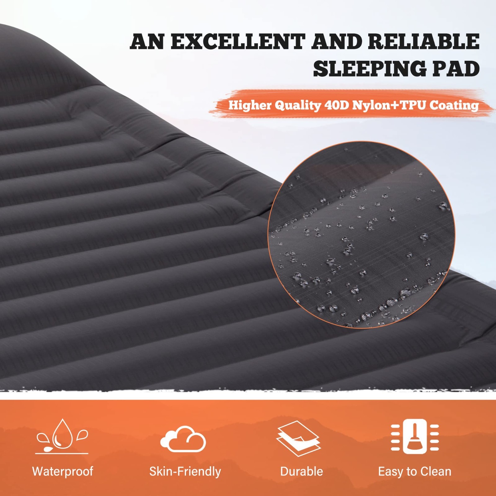 6" Thick Double Camping Pad – Inflatable Sleeping Mattress w/ Pillows & Air Pump