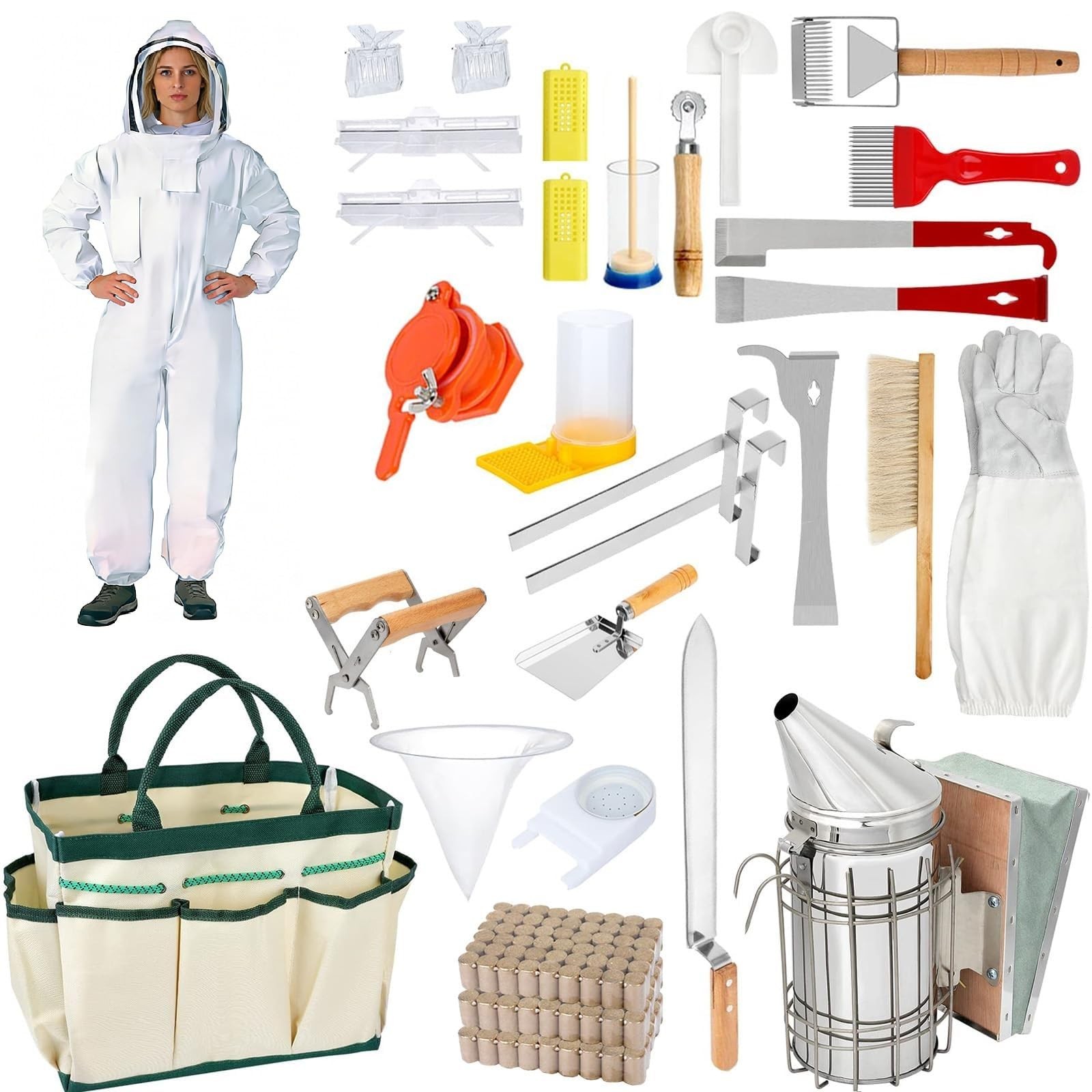 Beekeeping Supplies, 30Pcs Bee Keeping Starter Kit with Bee Suit, Bee Keeping...