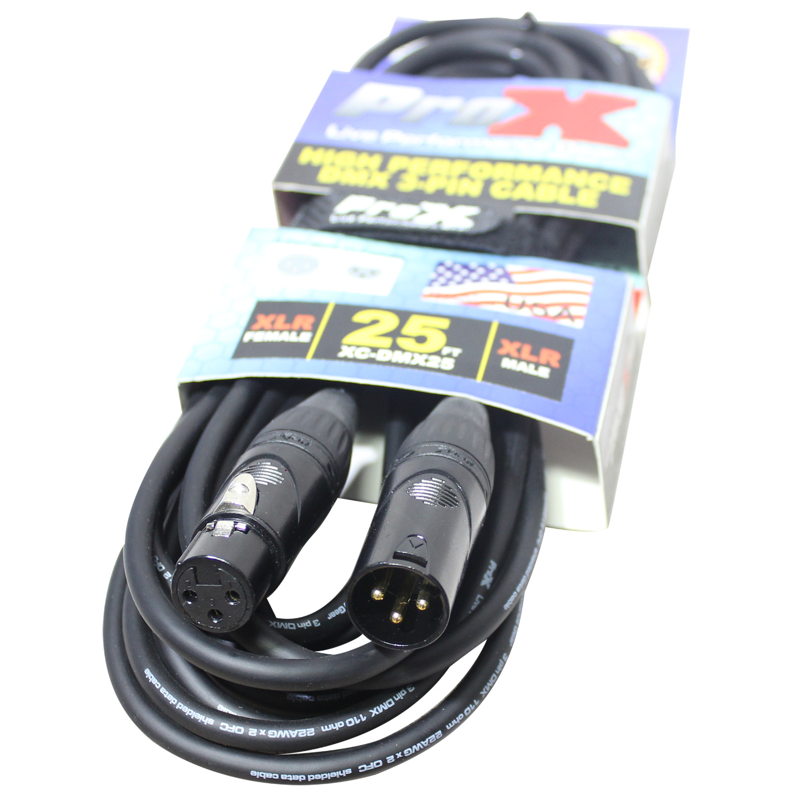 20 DMX Cables 3 Pin 25' ft Stage Lighting Par Cables By PRO X