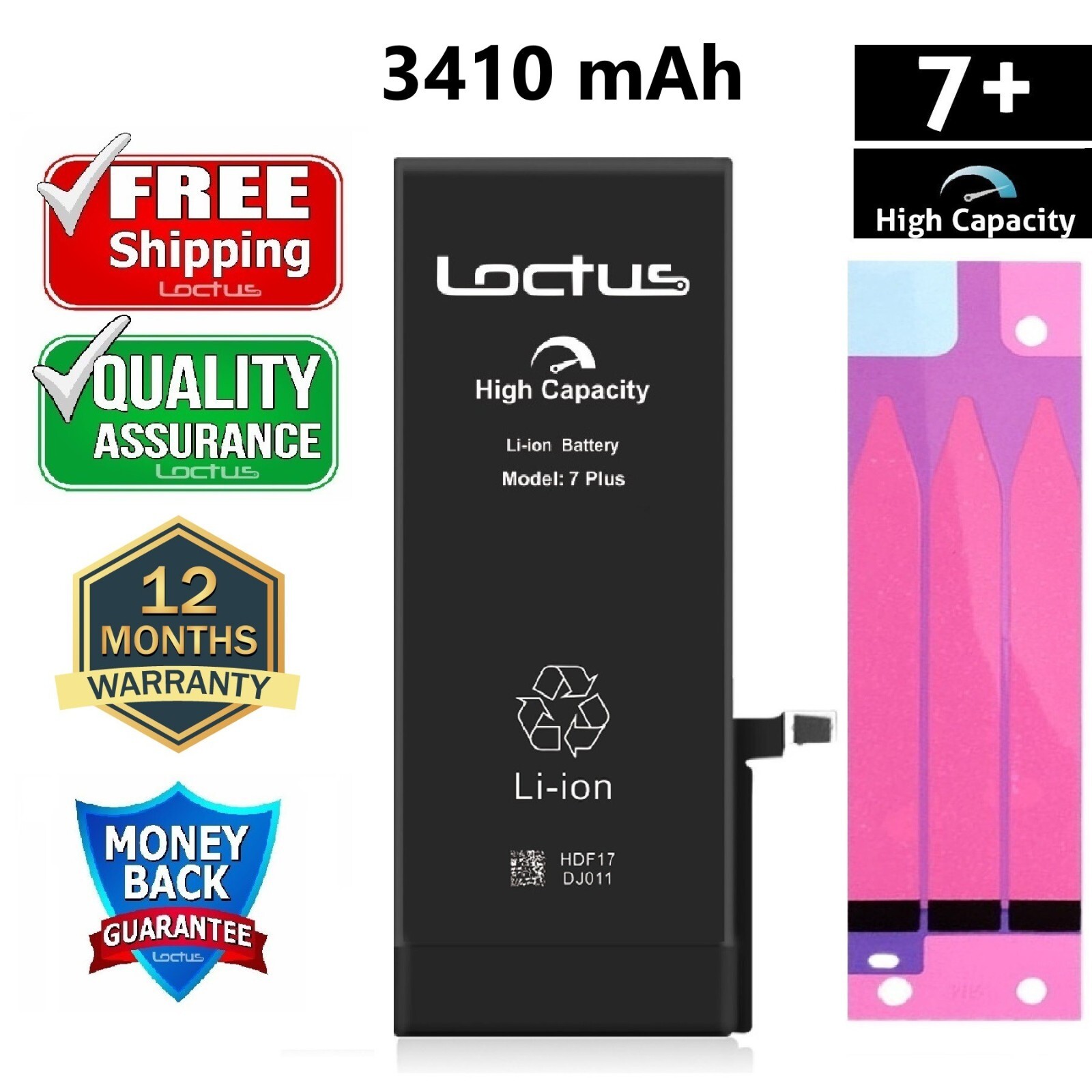 iPhone 7 Plus 3410mAh High Capacity Replacement Battery A1661 A1784 A1785 LOCTUS