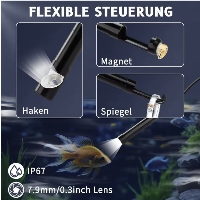 Endoscope Borescope 8mm 1920P HD Inspection Snake Camera for iPhone Android iOS