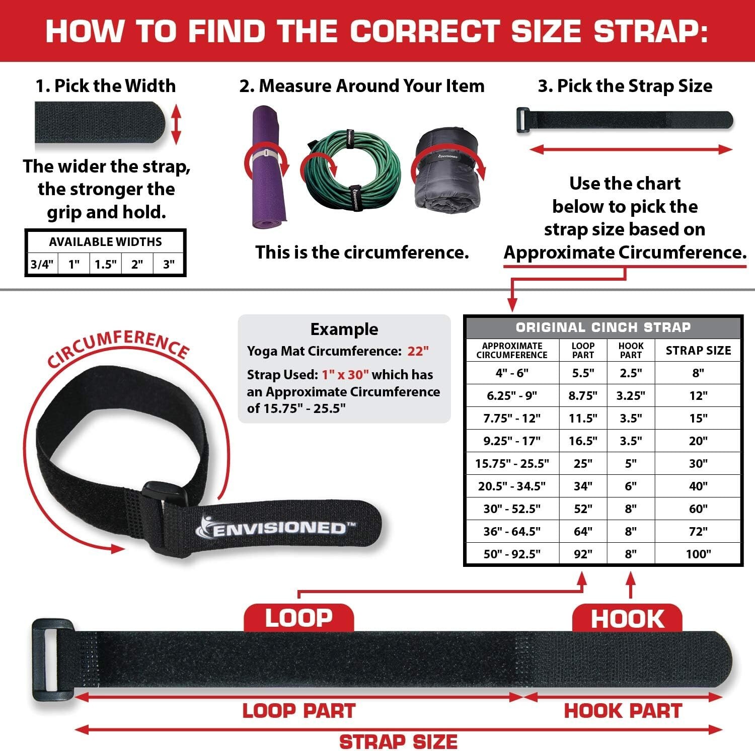 Versatile Cinch Straps 1" x 12" - 12 Pack Hook and Loop with Bonus Cable Ties