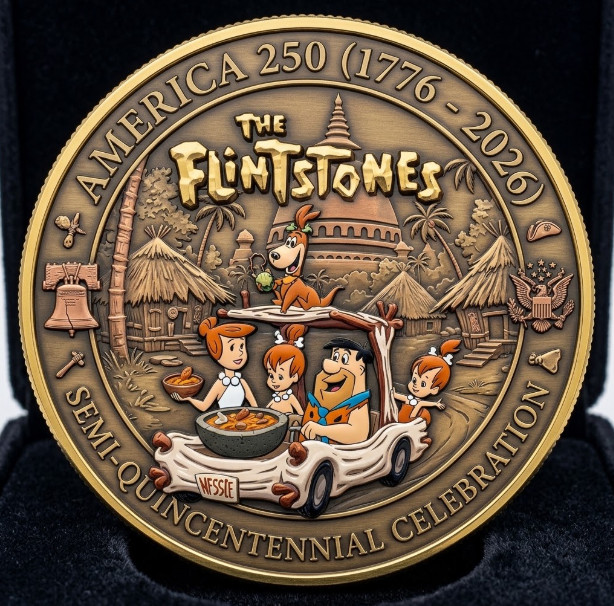 Cartoon The Flintstones 1776-2026 Celebrating  Commemorative Coin P235