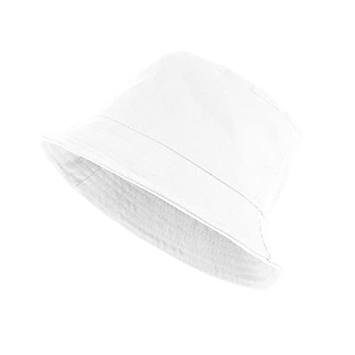PFFY Bucket Hat for Women Men Cotton Summer Sun Beach White Large--x-large