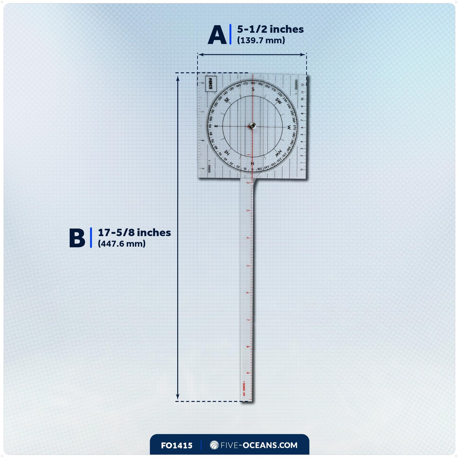 -Arm Nautical Protractor Tool for Navigation Charts - FO1415