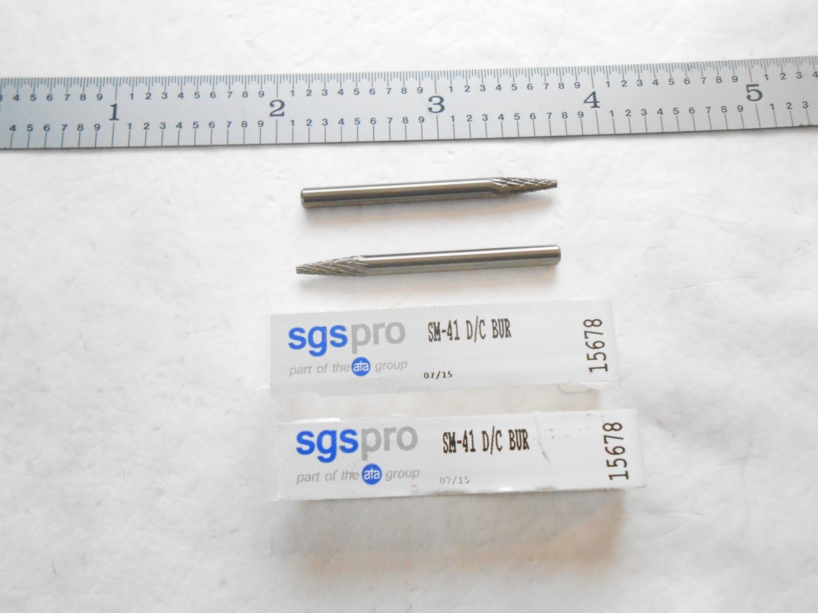 NEW 2 PC. LOT SGS PRO USA CARBIDE BUR CONE SHAPE DOUBLE CUT 1/8" DIA. X 1-1/2" L