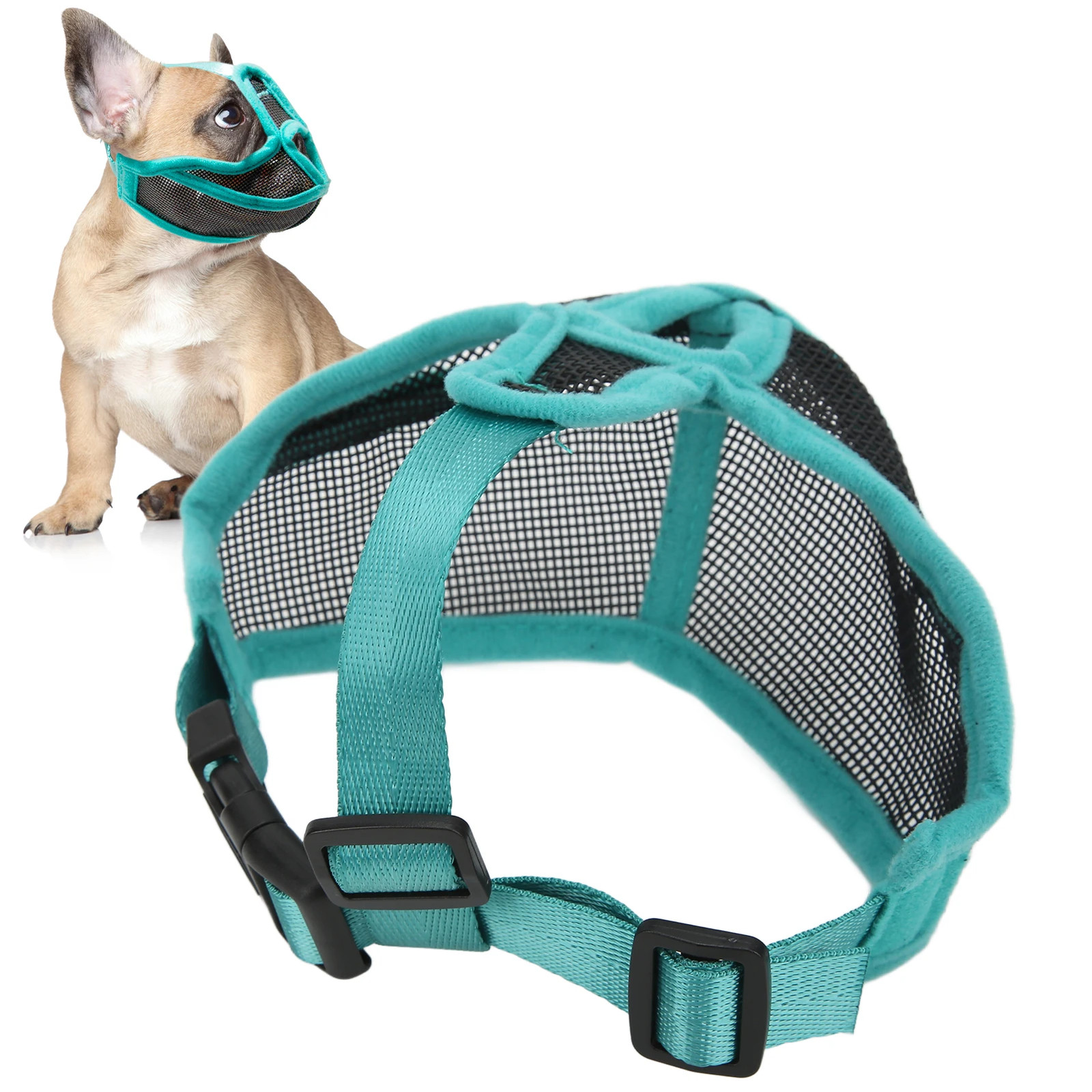 Short Snout Dog Muzzle Mesh Adjustable Breathable Anti Biting Bulldog Snou