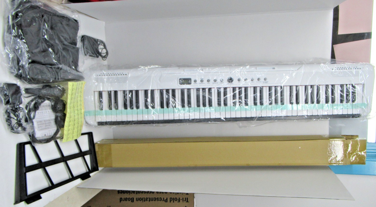 88 Key White Electrtic Piano, With Stand, Folds in Half