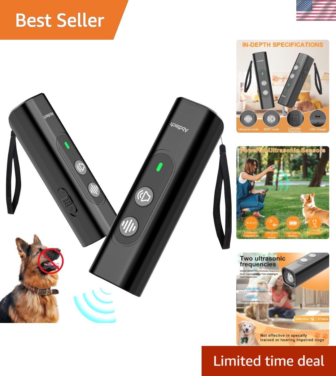 Portable Dog Bark Deterrent with Dual Sound Modes for Effective Behavior Control