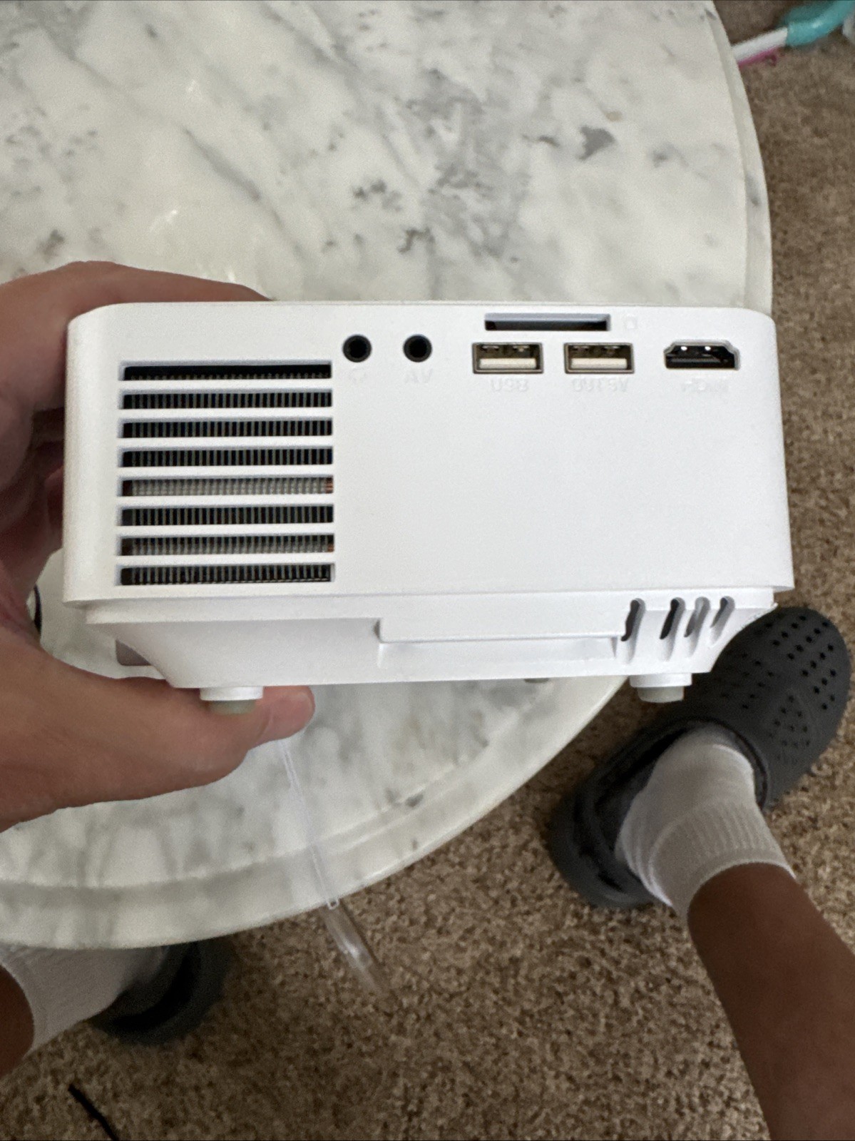 HOMPOW F1 White Mini Portable LED Projector Model T-20