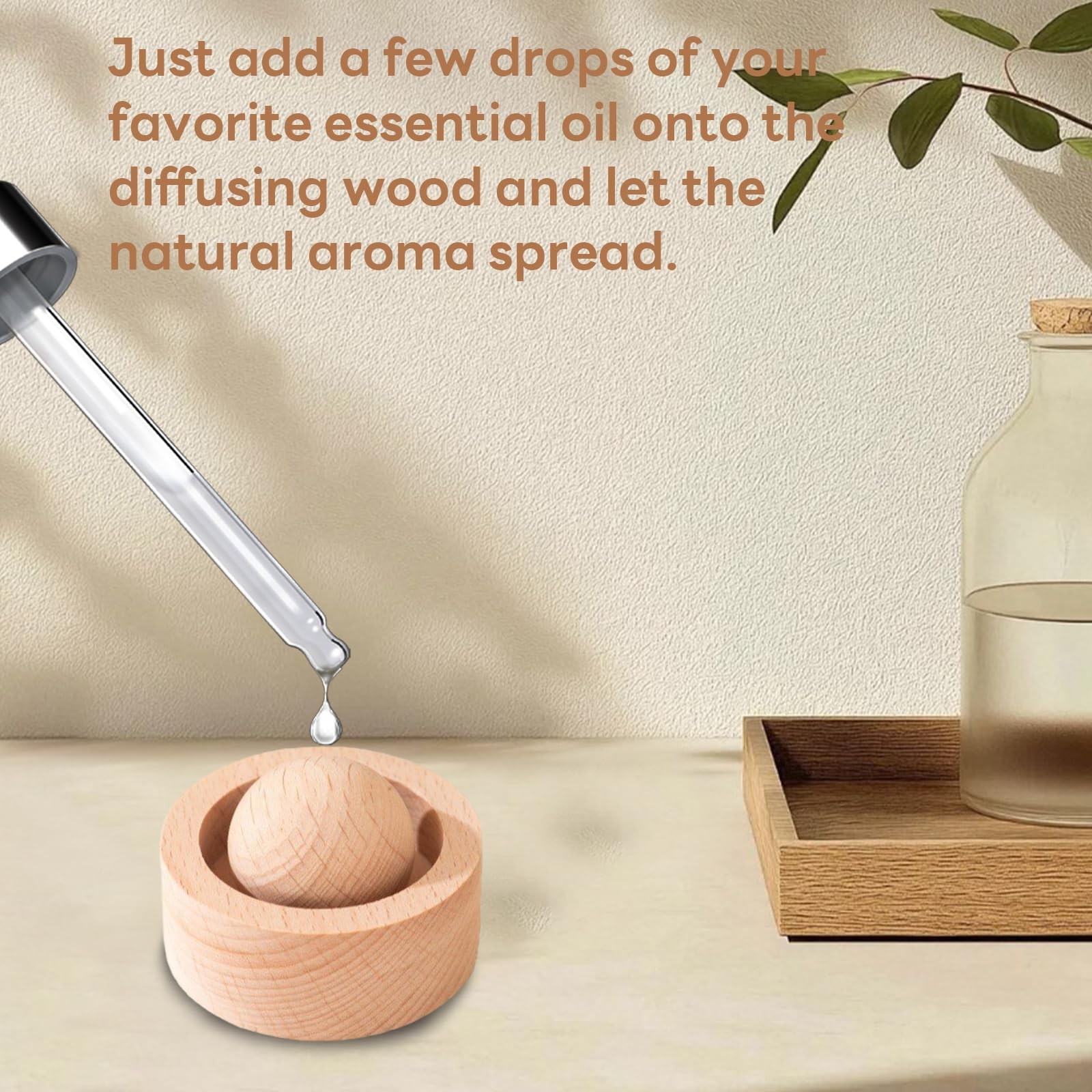 Wooden Essential Oil Diffuser - Round Ball Aromatherapy Medium, Walnut