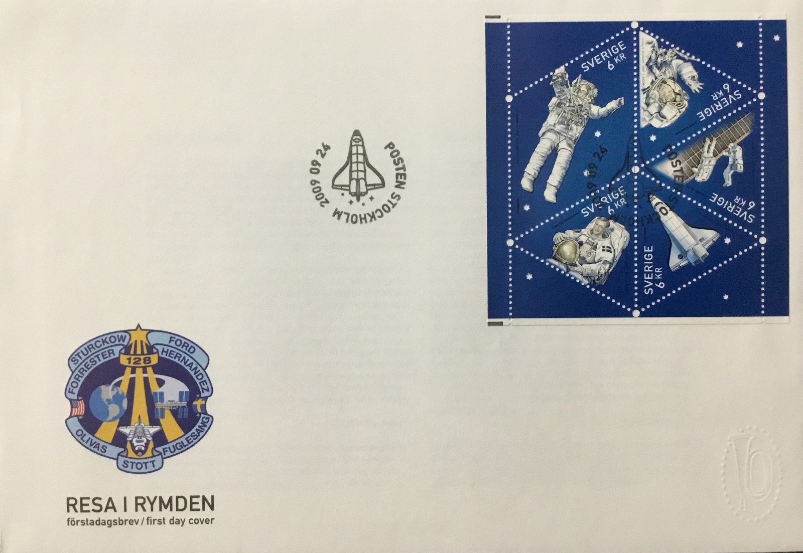 Sweden First Day Cover Stamp Envelope Journey Into Space Christer Fuglesang I