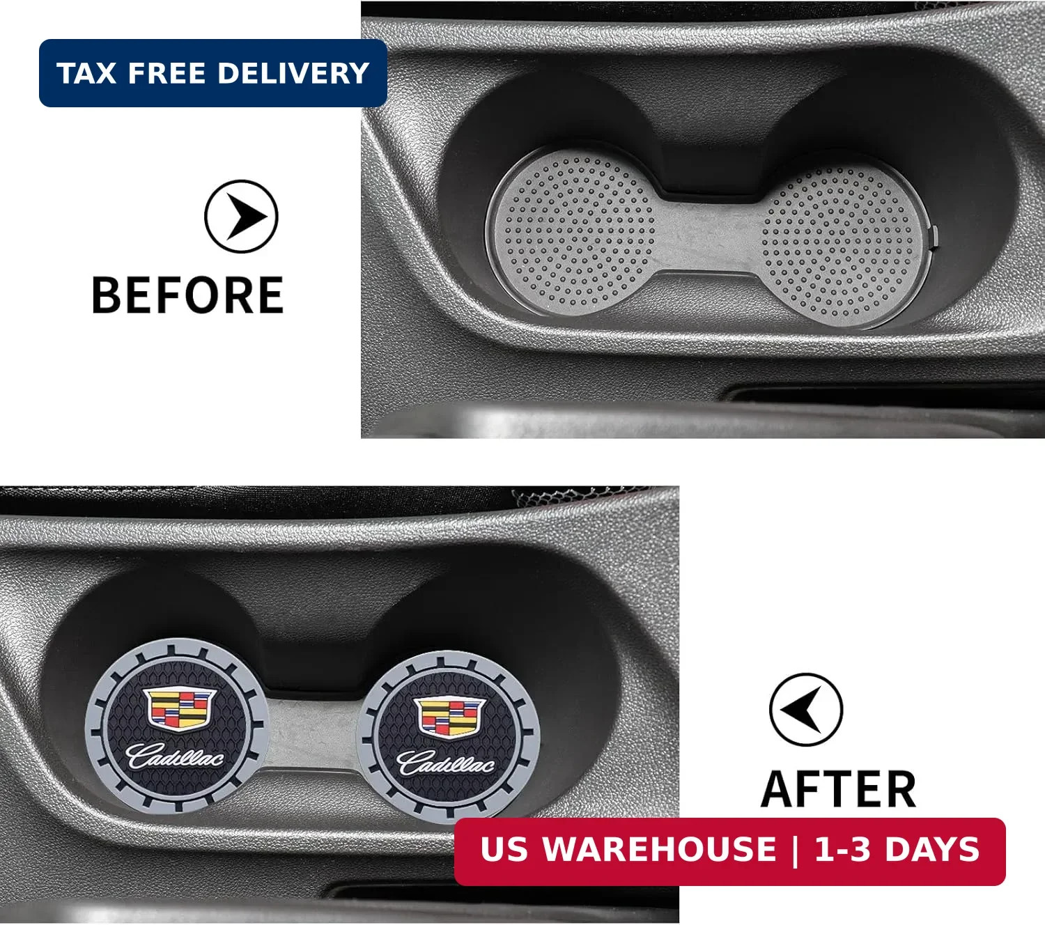 Car Cup Coaster, 2PCS Universal Non-Slip Cup Holders, Compatible with Cadillac S