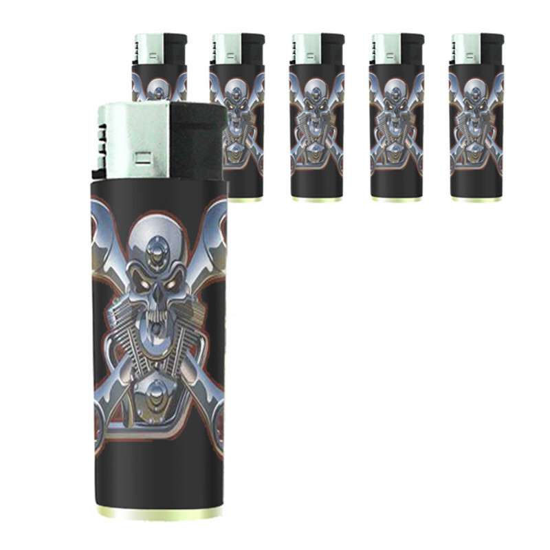 Skull D9 Set of 5 Electronic Butane Lighter