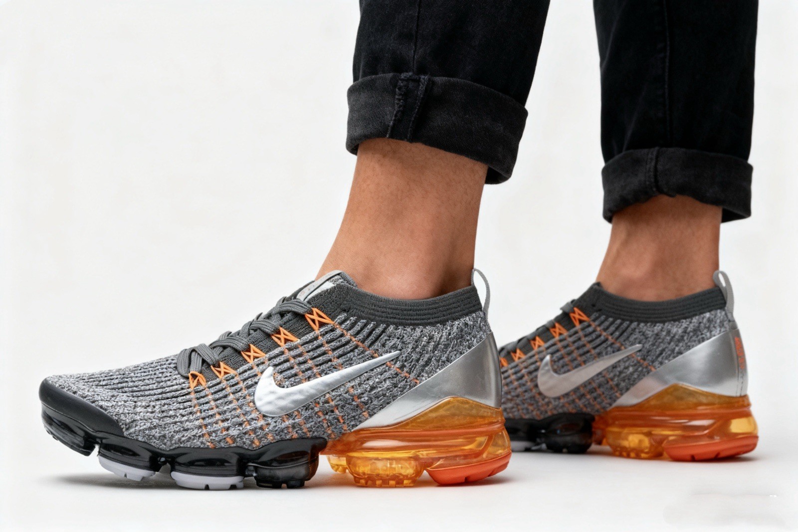 🔥New Nike Air Vapor Max Flyknit 3 grey-orange men's shoes free shipping