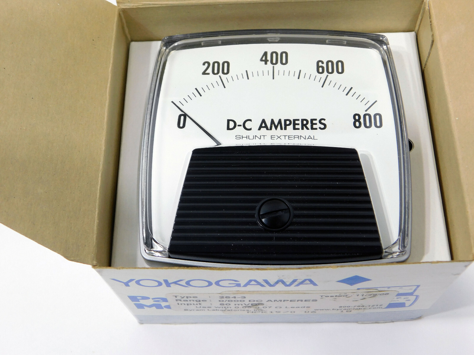 Yokogawa 254324ECSN8 Type 254-3 Panel Meter 0-800 DC Amps Input 50 mVDC