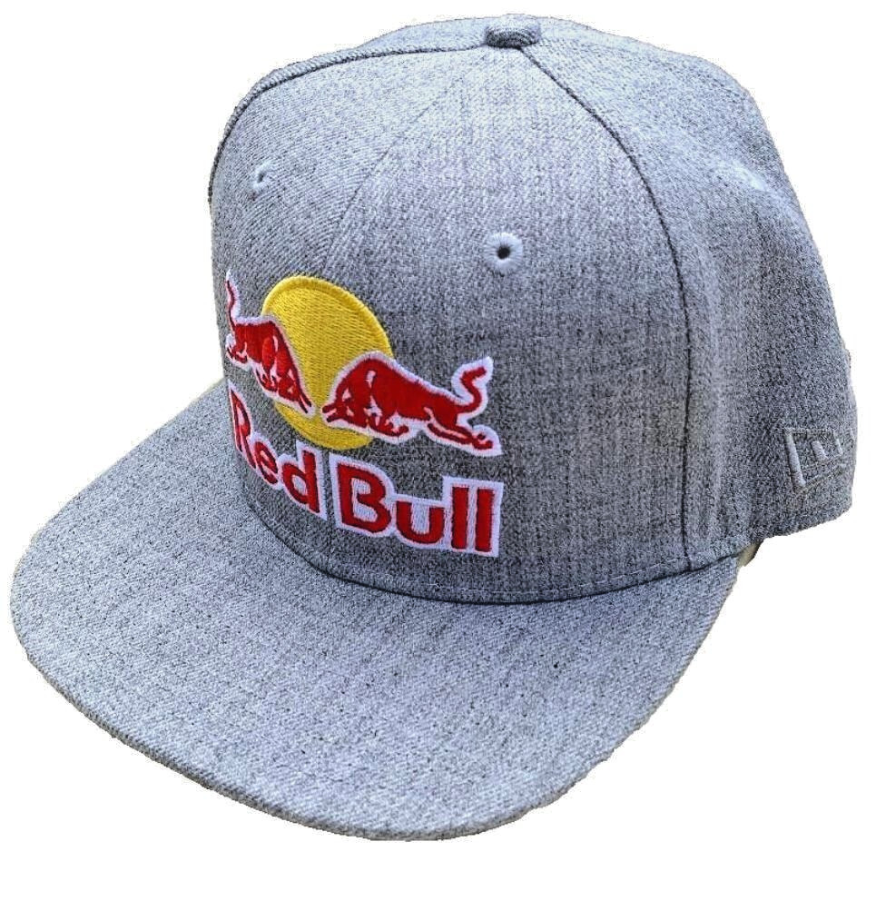 R - Gray "Tweed-look" Flat Brim Cap. 3 Logos.F1 Racing. MotoGP. BMX. Supercross.