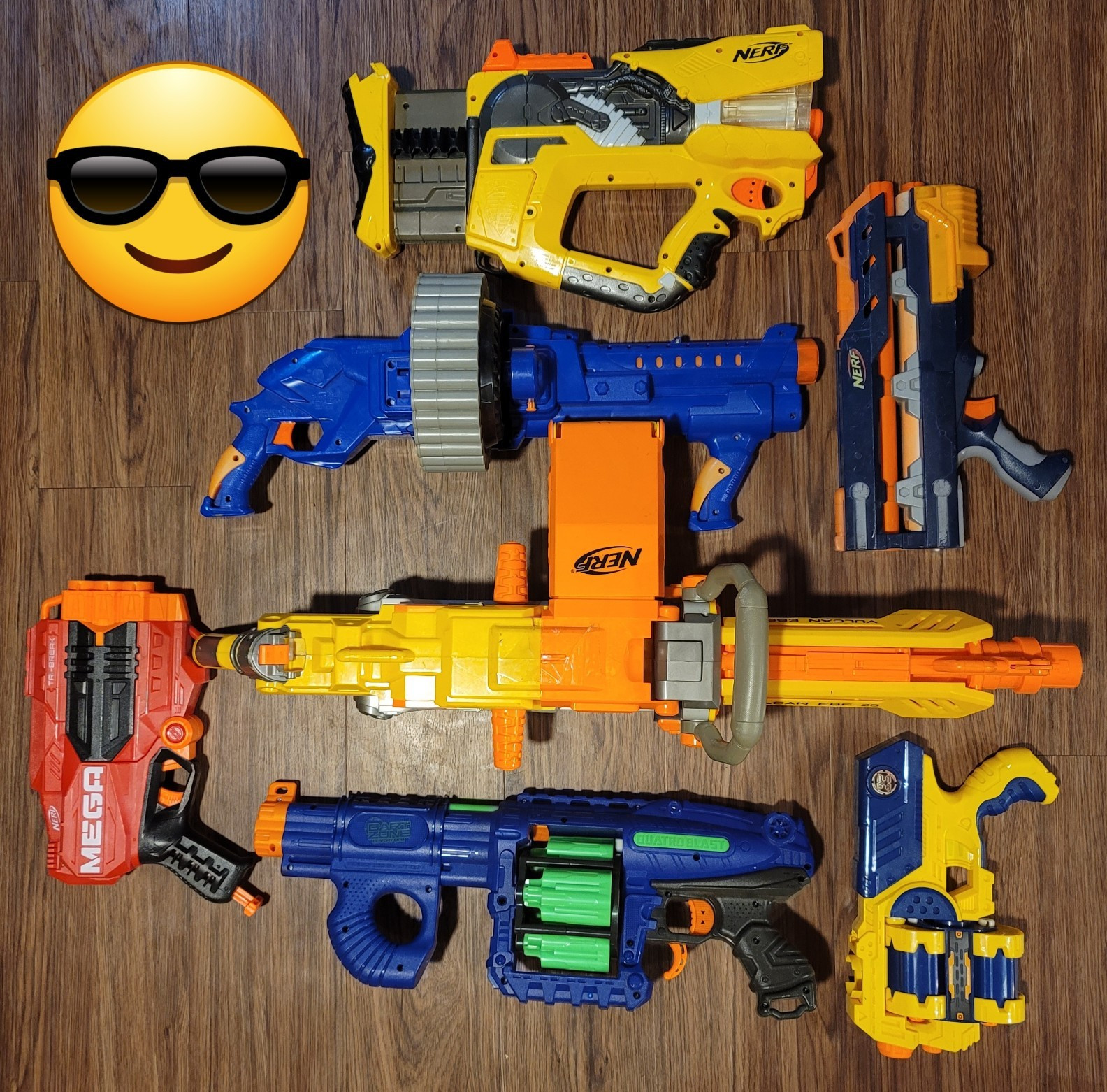 Nerf Gun Lot of 7 including battery operated machine Gun N-Strike Vulcan EBF-25