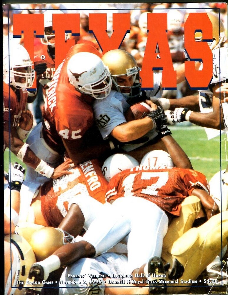 1996 Texas Longhorns v Baylor Bears Football Program 11/2 50169b26