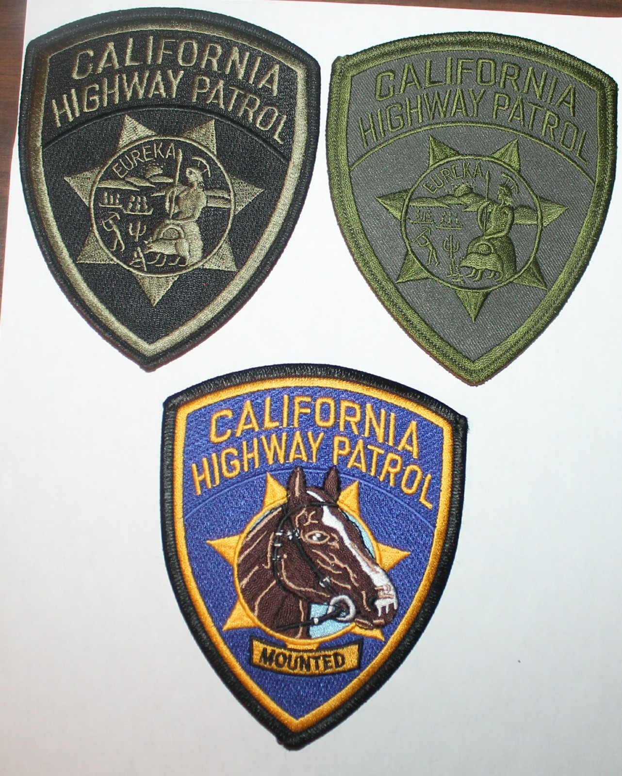 3 CALIFORNIA HIGHWAY PATROL CHiPs CA State Trooper Police patch Set