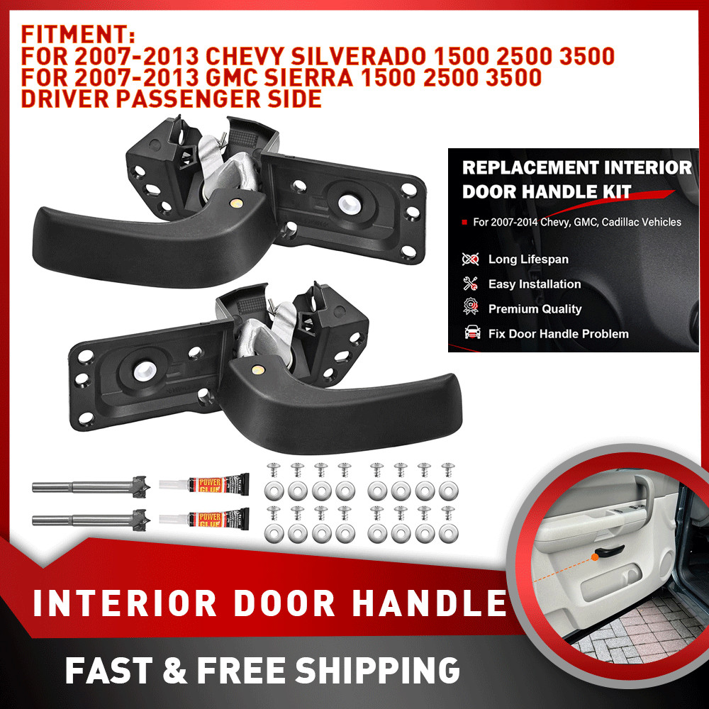Pair Interior Door Handle Left Right Side For 07-13 Chevy Silverado GMC Sierra
