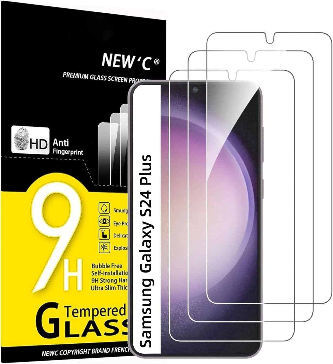 Samsung Galaxy S24 Plus S24+ Screen Protector Tempered Glass Bubble Free 3 Pack
