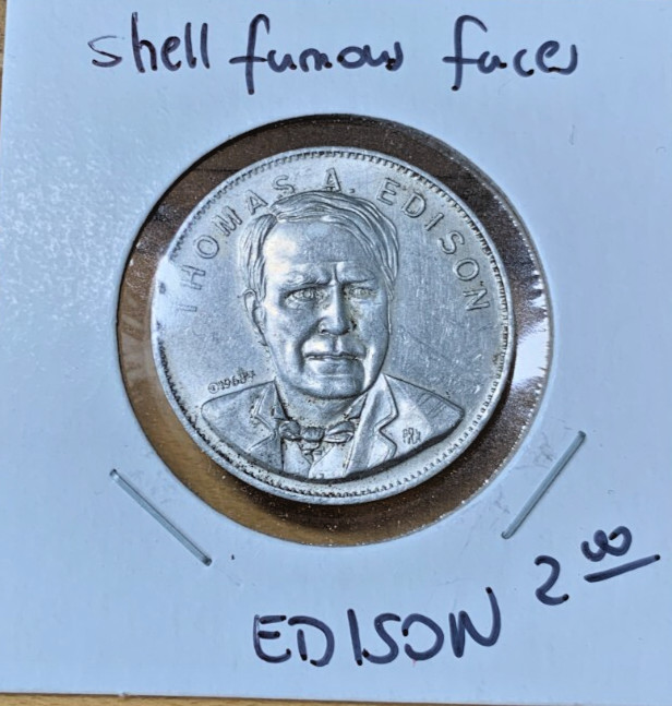 Thomas Edison Shell's Famous Facts & Faces Game Shell Gas Station Token. Free SH