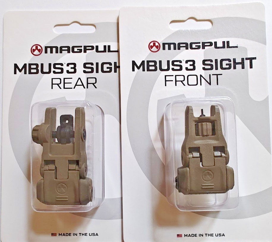 MBUS3 FDE Sight Set Gen3  -  FDE Front & Rear in  Retail Packaging